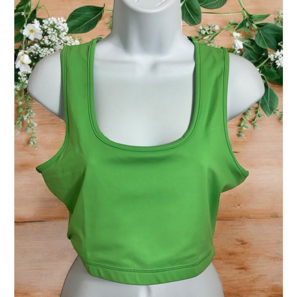 Lezat Green Sports Bra Sz Large Non Toxic Recycled Material Athletic Top Yoga